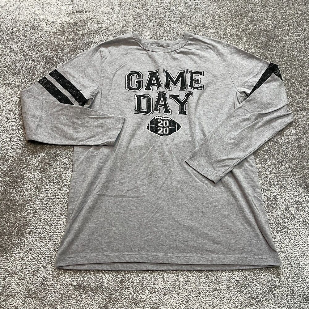 Place Shirt Adult Small Gray Long Sleeve Game Day 2020 Football Logo Soft Tee